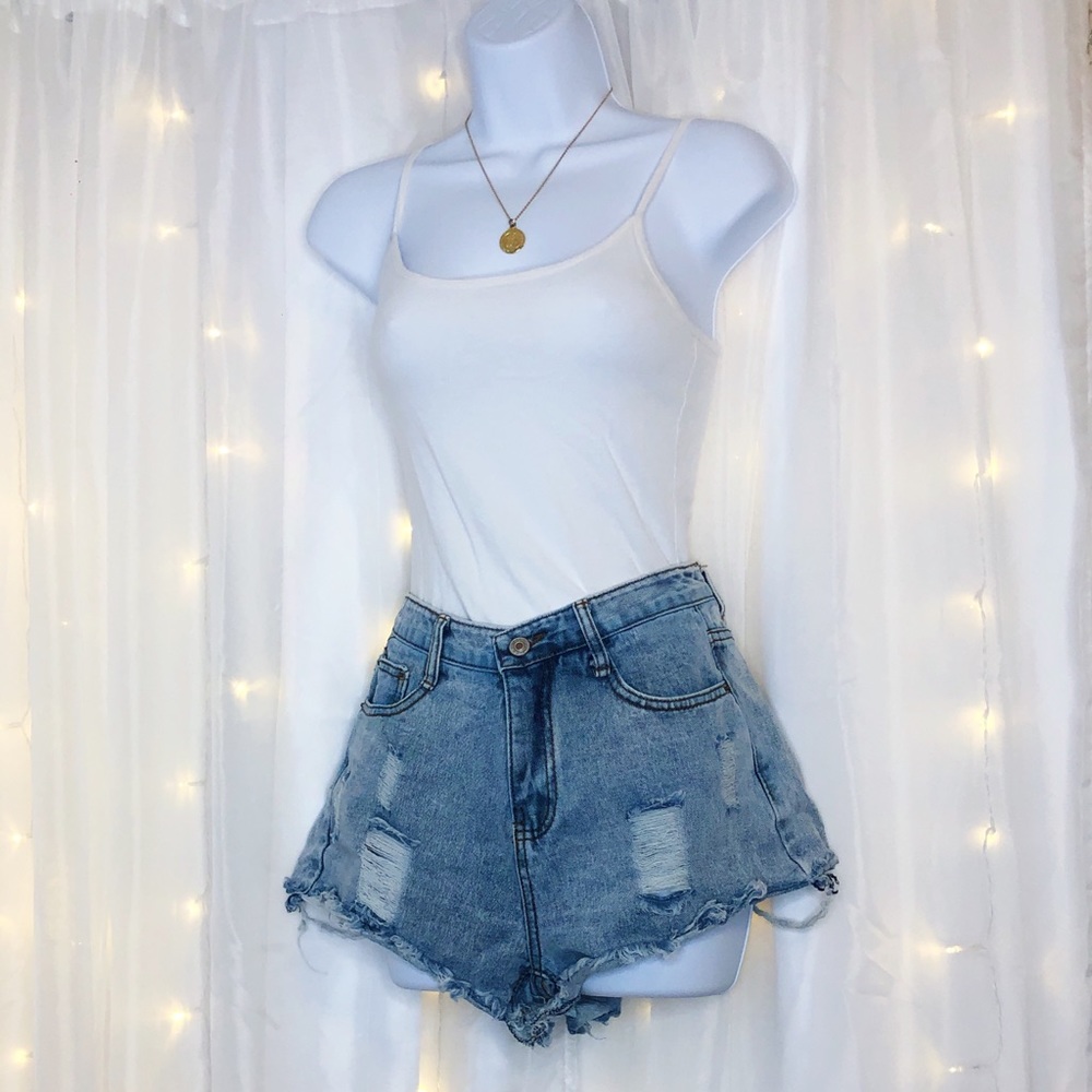 High waisted denim shorts